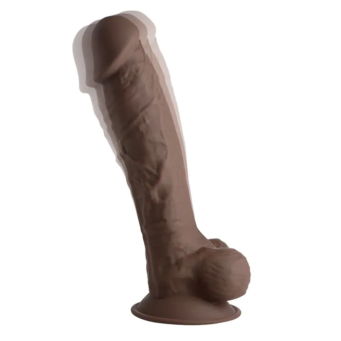 Curve Toys Female Sex Toys Fleshstixxx 8 Inch Vibrating Silicone Dildo with Balls Chocolate