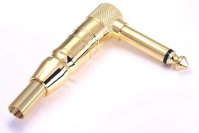 Deluxe Right Angle Gold Plated 14 Jack Mono Plug Precision Anal