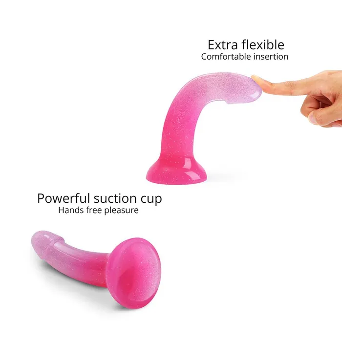Dildos Lovely Planet Love to Love Dildolls Sunrise 6 inch Silicone Dildo with Multicolor Star Glitter PinkPurple