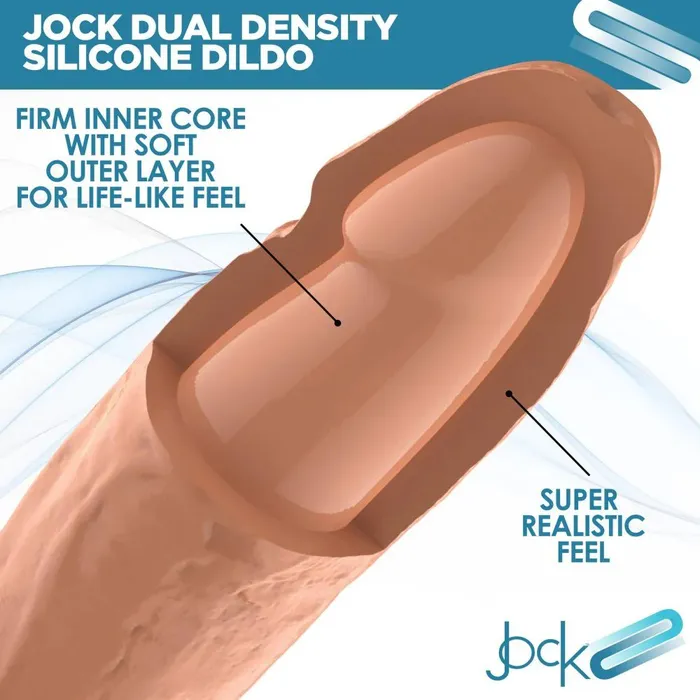 Dildos XR Brands Jock Dual Density Silicone 7 Inch Dildo with Balls Suction Cup Vanilla