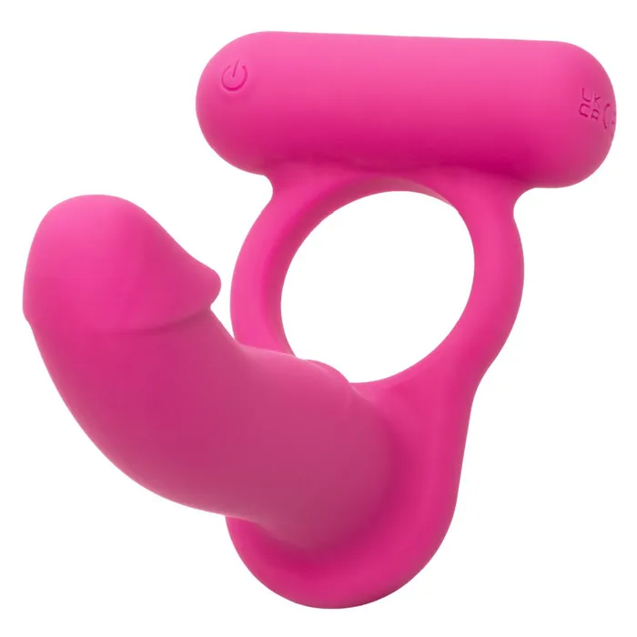 Double Diver Vibrating Pink Cock Ring for Double Penetration CalExotics Couples