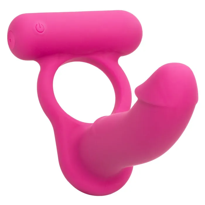 Double Diver Vibrating Pink Cock Ring for Double Penetration CalExotics Couples