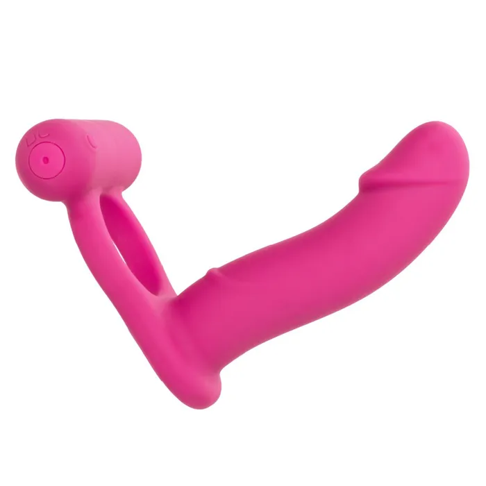Double Diver Vibrating Pink Cock Ring for Double Penetration CalExotics Couples