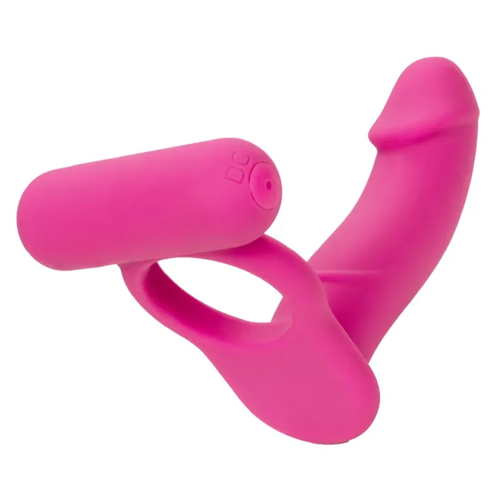 Double Diver Vibrating Pink Cock Ring for Double Penetration CalExotics Couples