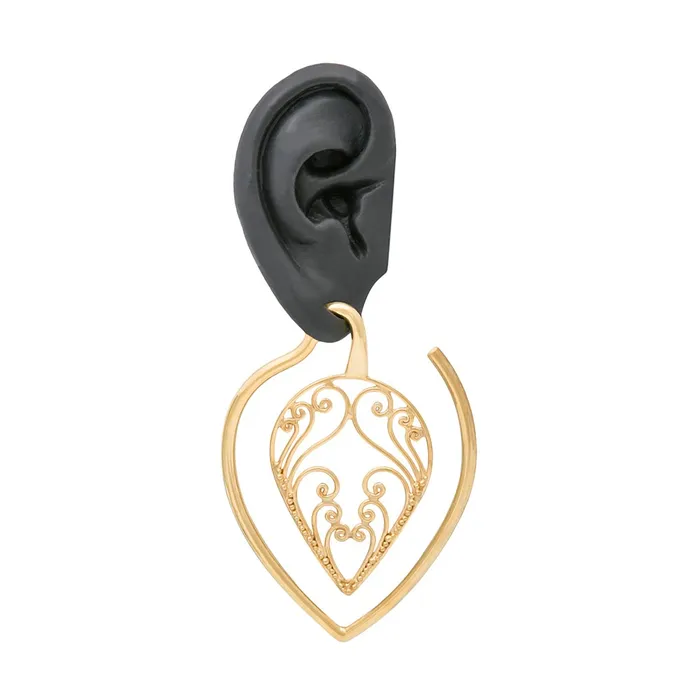 Elementals Organics Anal French Filigree Tear Drop Gold Plated Ear Weight 4mm Thick Price Per 1