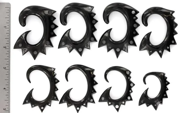 Elementals Organics Anal SONIC Black Horn Spiral Earrings Body Jewelry Price Per 2