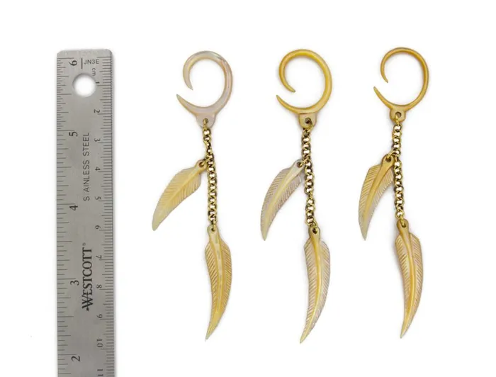 Elementals Organics Female Sex Toys Feathers in the Wind Mother of Pearl Large Gauge Dangle Earrings Price Per 2