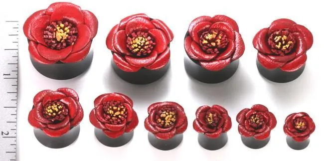 Elementals Organics Male Sex Toys Horn Plug with Painted LEATHER FLOWER CAP Inlay Organic Plug 8mm24mm Price Per 1