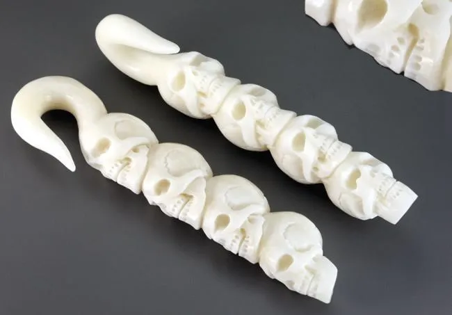 Elementals Organics Vibrators 4 SKULLS Carved from Bone 15mm 8mm Price Per 1