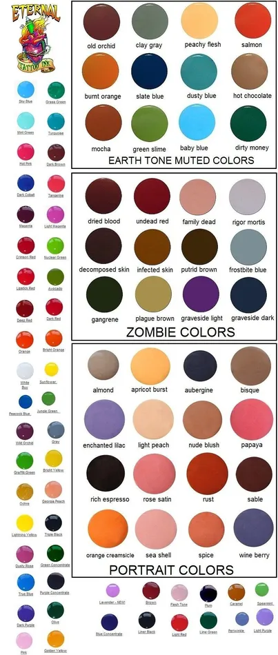 Eternal Full 50 Color Set 2oz Bottles Eternal Tattoo Ink Anal