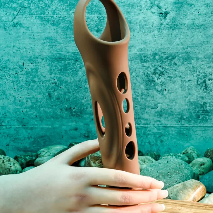 Evolved Novelties Male Sex Toys Big Boy Vibrating Silicone Penis Extender with Remote and Ball Strap Chocolate