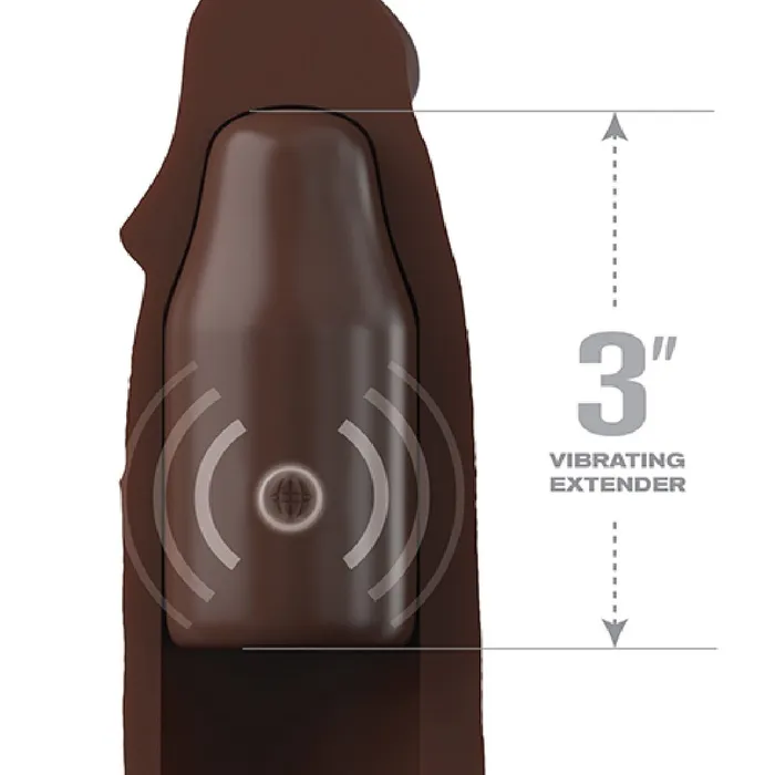 Fantasy 9 Inch Vibrating Silicone Penis Extension with Remote Control Chocolate Pipedream Products Male Sex Toys
