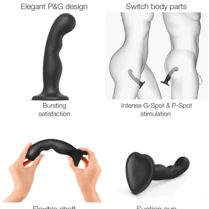 Female Sex Toys Lovely Planet StrapOnMe Small Prostate GSpot Silicone Suction Cup Dildo Black