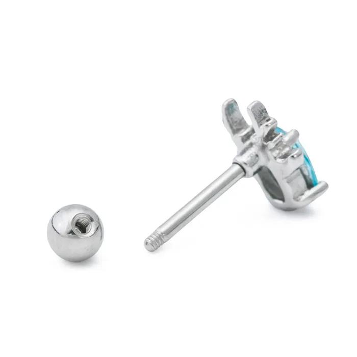 Female Sex Toys Painful Pleasures 16g 516 Antlered Stag Straight Barbell with Aqua Jewel