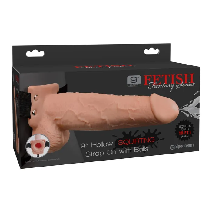 Female Sex Toys Pipedream Products Fetish Fantasy Hollow Squirting Dildo 9 Inch wBalls Strapon Harness Vanilla