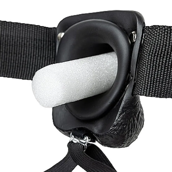 Female Sex Toys Realrock 7 Inch Hollow Dildo with Balls Strapon Harness Black Shots