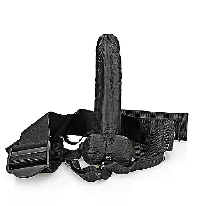 Female Sex Toys Realrock 7 Inch Hollow Dildo with Balls Strapon Harness Black Shots