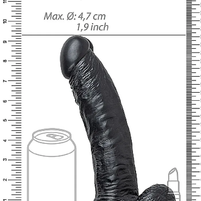 Female Sex Toys Realrock 7 Inch Hollow Dildo with Balls Strapon Harness Black Shots