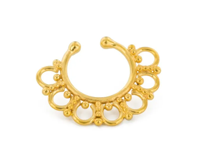Gold Plated Sterling Silver Detailed Septum Ring or Earring Clip On Painful Pleasures Anal Gold Plated Sterling Silver Detailed Septum Ring or Earring Clip On Painful Pleasures Anal