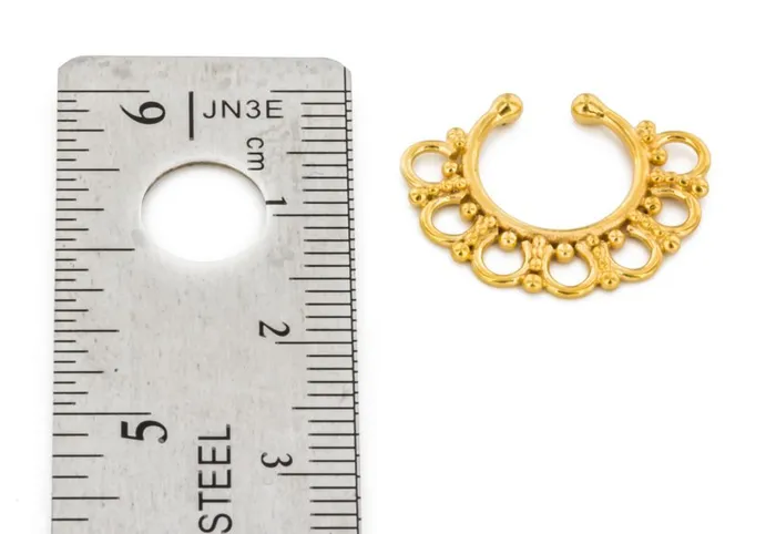 Gold Plated Sterling Silver Detailed Septum Ring or Earring Clip On Painful Pleasures Anal