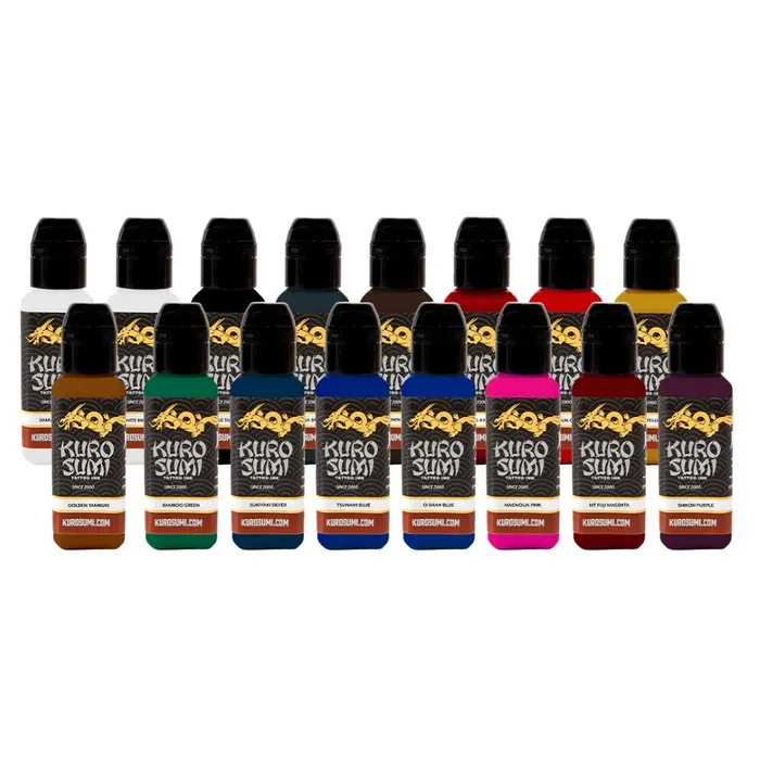 Kuro Sumi Male Sex Toys 16 Color Primary Set 1 Kuro Sumi Tattoo Ink Pick Size