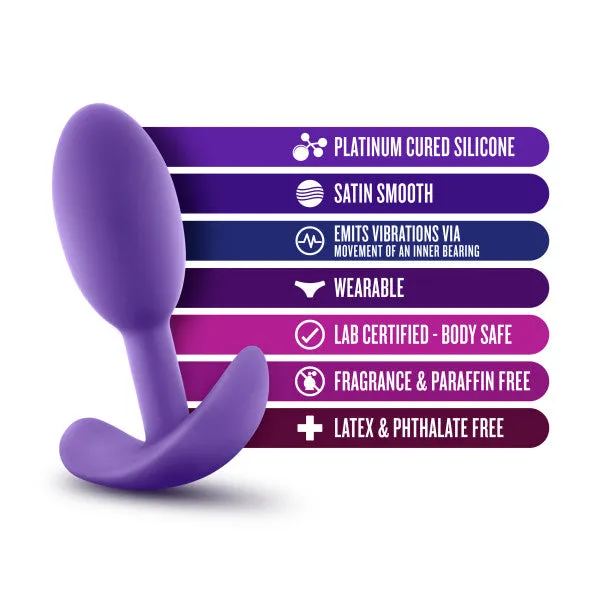Luxe Small Wearable Silicone Vibra Slim Plug Purple Blush Anal