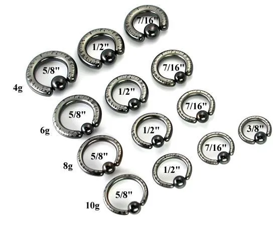 Male Sex Toys 10g4g Black TitaniumCoated Stainless Steel Captive Ring With Flames Painful Pleasures