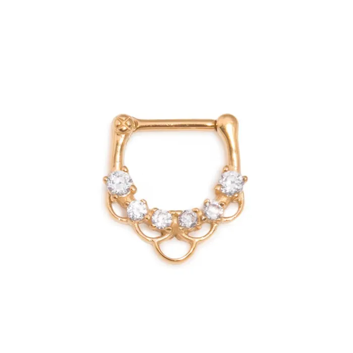 Male Sex Toys 16g PVD Gold Coated Septum Clicker with Crystals and Fish Scale Pattern Price Per 1 Painful Pleasures Male Sex Toys 16g PVD Gold Coated Septum Clicker with Crystals and Fish Scale Pattern Price Per 1 Painful Pleasures