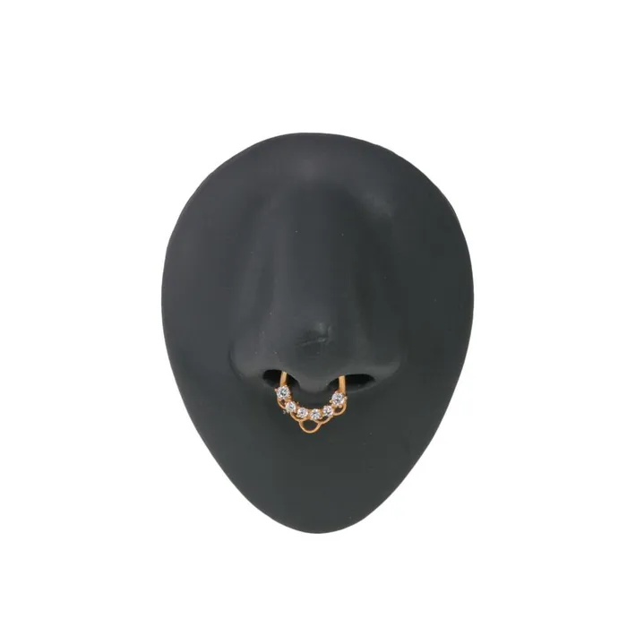 Male Sex Toys 16g PVD Gold Coated Septum Clicker with Crystals and Fish Scale Pattern Price Per 1 Painful Pleasures