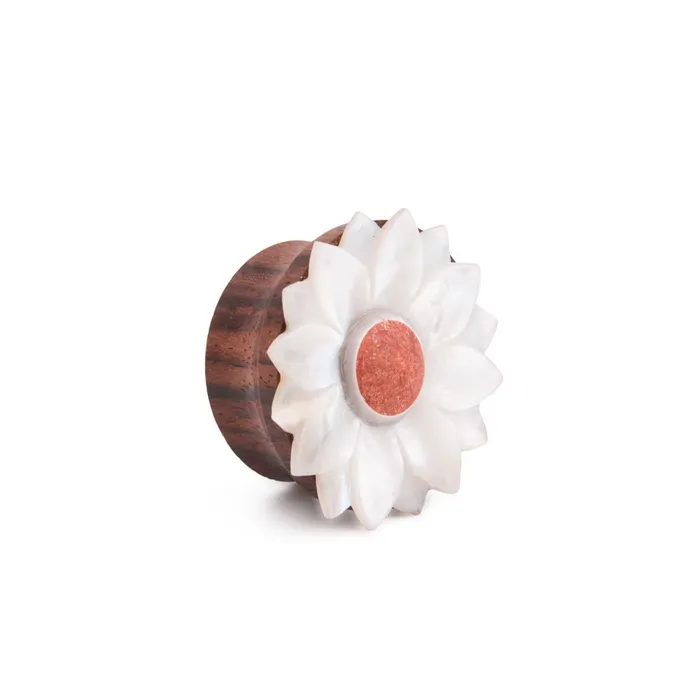 Male Sex Toys Elementals Organics Mother of Pearl Flower Sono Wood Plug with Coral Center 8mm30mm Price Per 1 Male Sex Toys Elementals Organics Mother of Pearl Flower Sono Wood Plug with Coral Center 8mm30mm Price Per 1