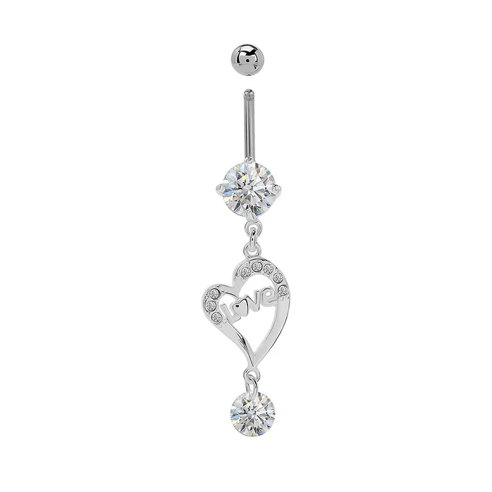Male Sex Toys Painful Pleasures 14g 38 Crystal Love Dangle Belly Button Ring
