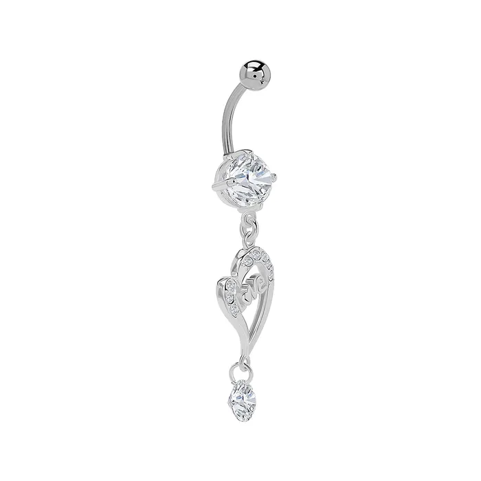 Male Sex Toys Painful Pleasures 14g 38 Crystal Love Dangle Belly Button Ring