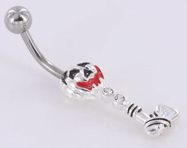 Male Sex Toys Painful Pleasures 14g 716 Evil Pumpkin with Axe Dangle Belly Button Ring