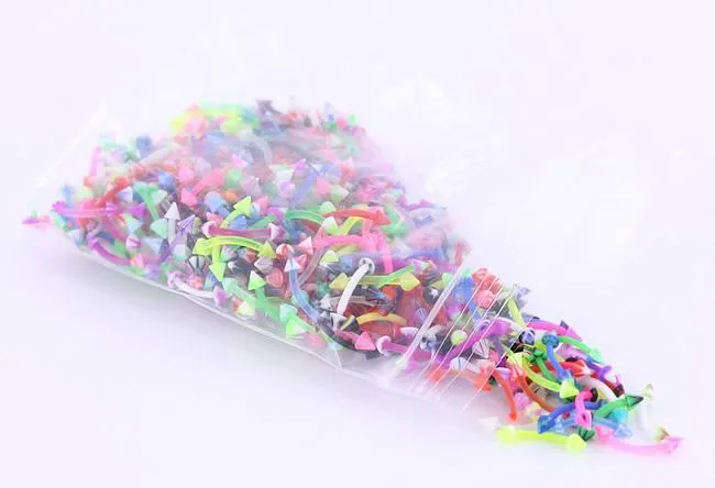 Male Sex Toys Painful Pleasures 16g 38 Eyebrow PTFE Bent Barbells with Acrylic Cones Price Per 500