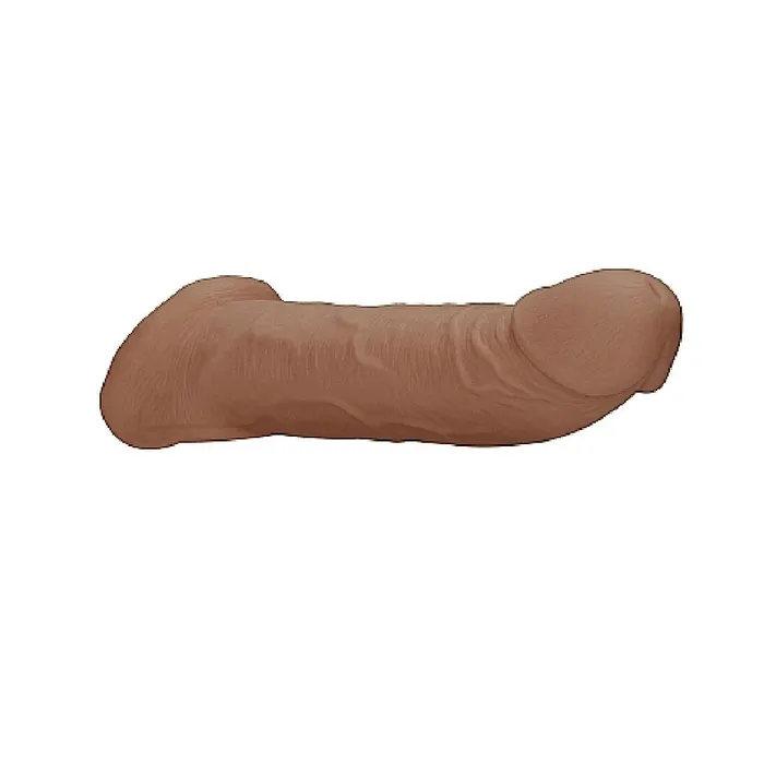 Male Sex Toys Realrock 9 Inch Penis Extender Sleeve with Ball Strap Caramel Shots