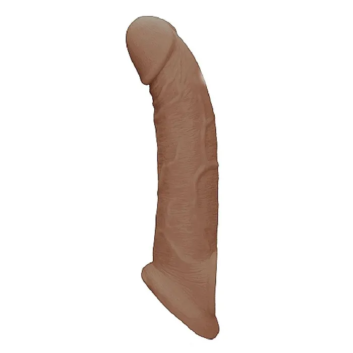 Male Sex Toys Realrock 9 Inch Penis Extender Sleeve with Ball Strap Caramel Shots