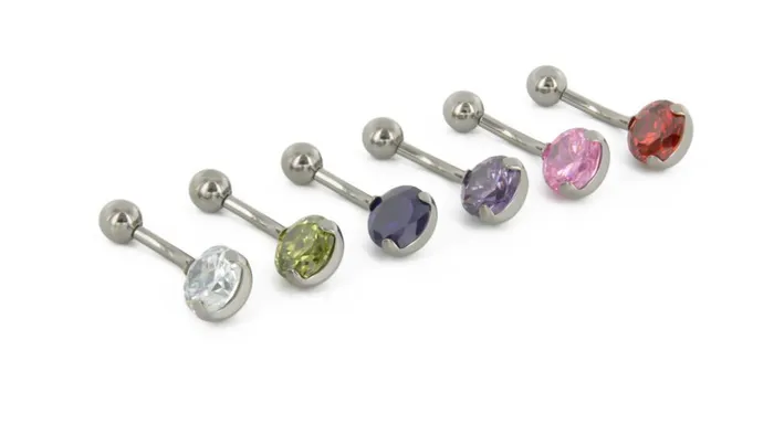 Male Sex Toys Tilum Tilum 14g 716 Internal Titanium Prong Set Jewel Belly Button Ring