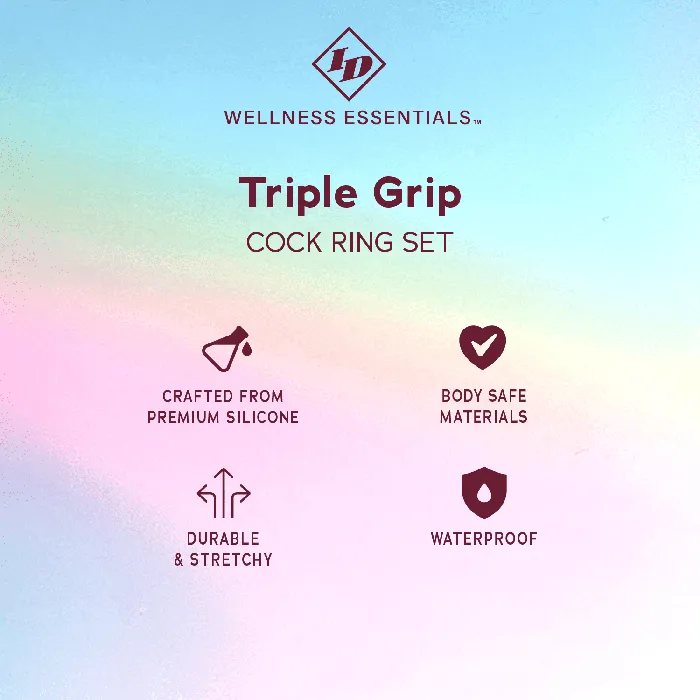 Male Sex Toys Westridge Laboratories Inc ID Wellness Essentials Triple Grip Cock Ring Set Blue