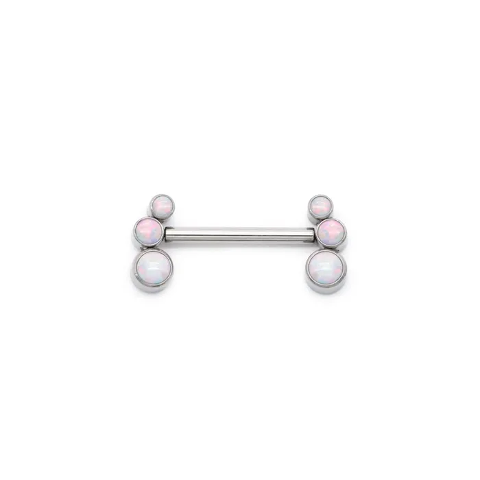 Nipple Clitoral Toys Tilum Tilum 14g 916 White Opal Trinity Titanium Threadless Nipple Barbell