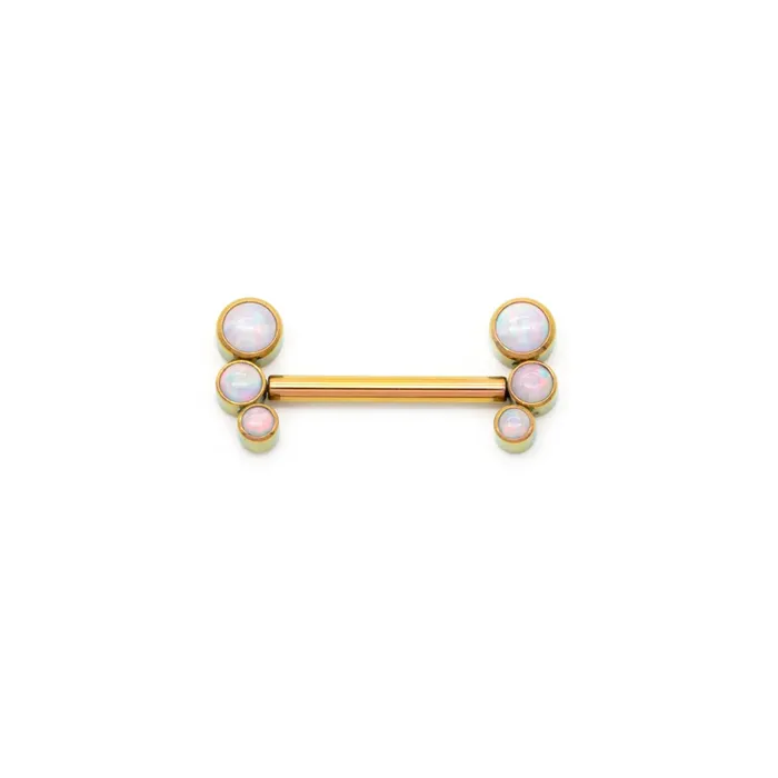 Nipple Clitoral Toys Tilum Tilum 14g 916 White Opal Trinity Titanium Threadless Nipple Barbell