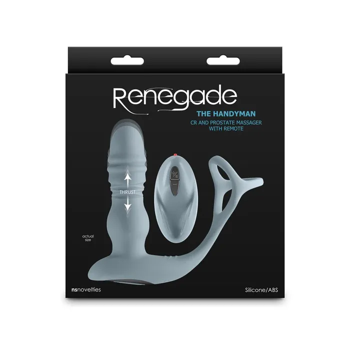 NS Novelties Renegade The Handyman CRing Prostate Massager wRemote Gray Male Sex Toys