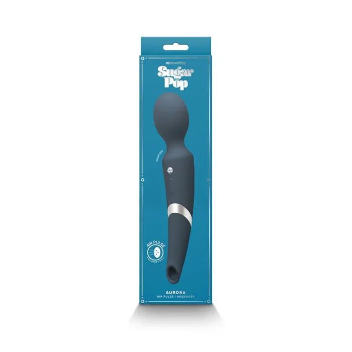 NS Novelties Vibrators Aurora Double Ended Clit Air Pulsation Powerful Wand Vibrator Blue