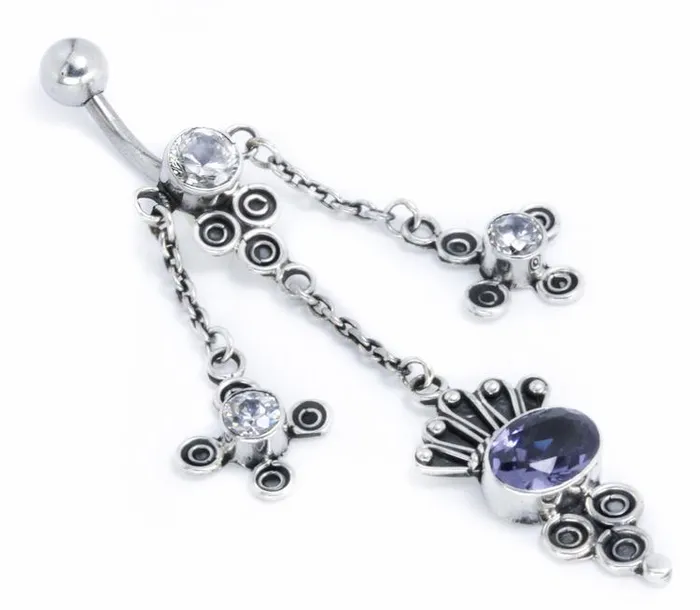 Painful Pleasures 14g 716 Bali Fan Sterling Silver Belly Button Ring Male Sex Toys