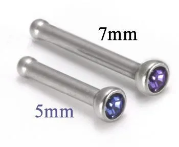 Painful Pleasures Anal 18g Bezel Set Jeweled Nose Bone 5mm Jewelry Martini Glass Style