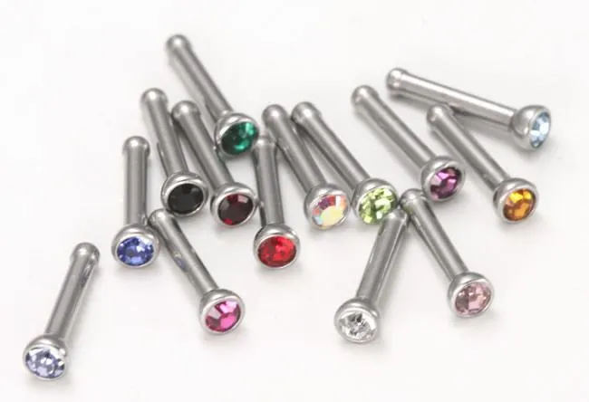 Painful Pleasures Anal 18g Bezel Set Jeweled Nose Bone 5mm Jewelry Martini Glass Style