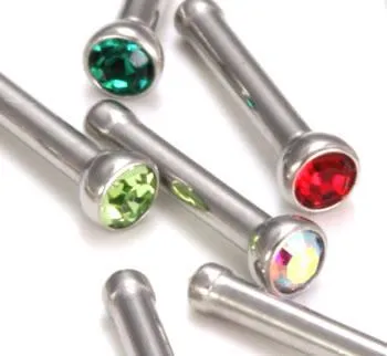 Painful Pleasures Anal 18g Bezel Set Jeweled Nose Bone 5mm Jewelry Martini Glass Style