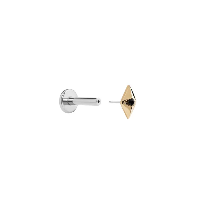 Painful Pleasures Anal Tilum Black Jeweled Rhombus 14kt Yellow Gold Threadless Top Price Per 1