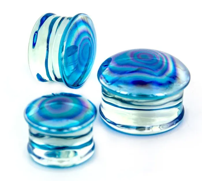 Painful Pleasures Dildos LT BLUE Pearl Front Glass Double Flare Plugs Price Per 1 Painful Pleasures Dildos LT BLUE Pearl Front Glass Double Flare Plugs Price Per 1