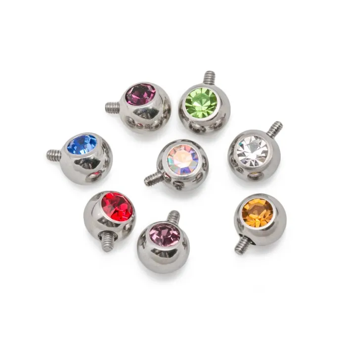 Painful Pleasures Male Sex Toys 14g12g Internally Threaded 90 Swarovski Jeweled Steel Ball 5mm Price Per 1