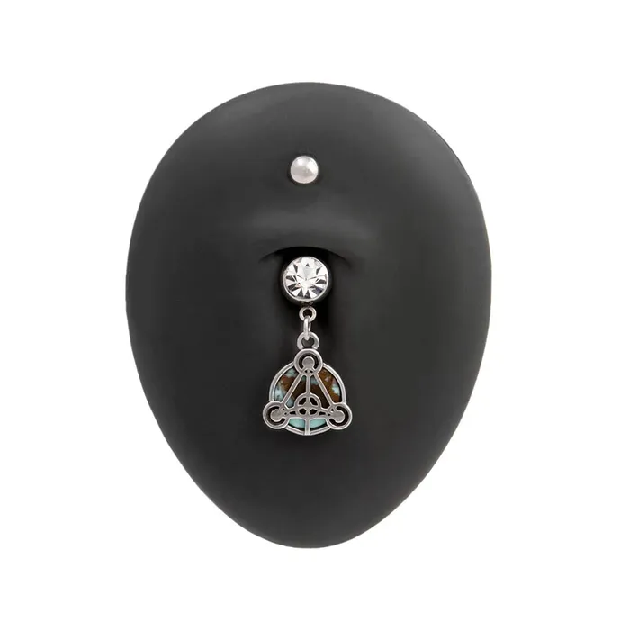 Painful Pleasures Male Sex Toys 14g 38 Turquoise Stone Scutum Fidei Dangle Belly Button Ring